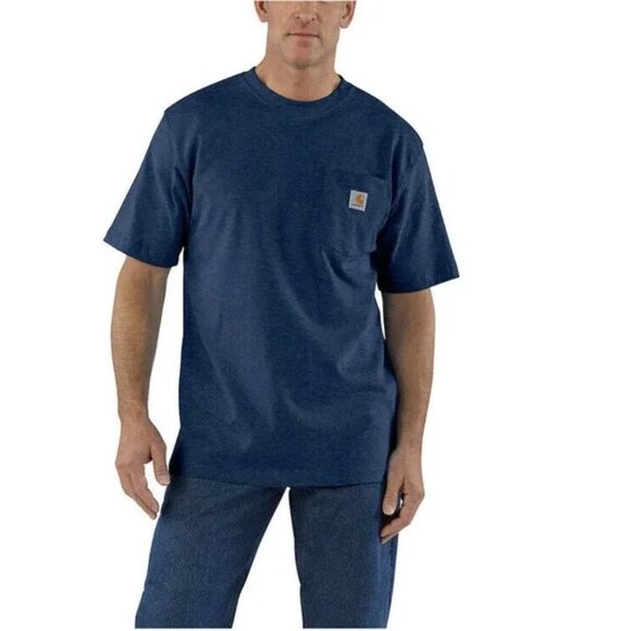 Carhartt | Navy Loose Fit Heavyweight Short Sleeve Pocket T-Shirt | Size Large - Picture 1 of 9